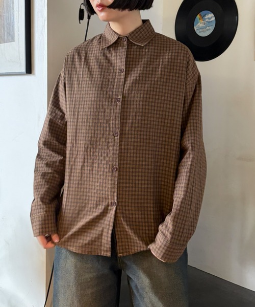 LAC-VERT(ラック・ヴェール)の「バック刺繍オーバーチェックシャツ/冷房対策(シャツ/ブラウス・レディース・グレー/レッド/ブラウン・FREE)」の14枚目の写真