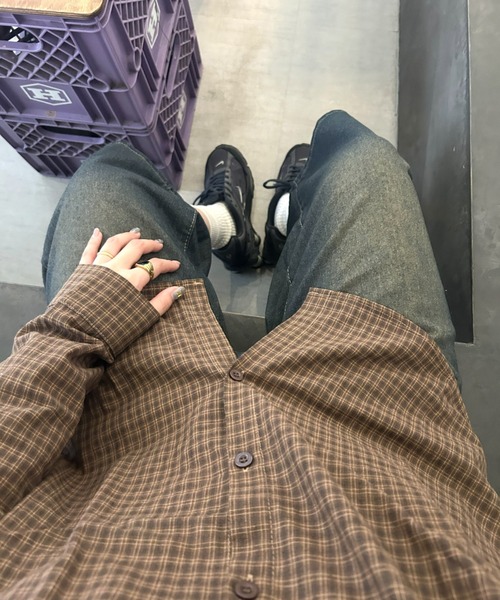 LAC-VERT(ラック・ヴェール)の「バック刺繍オーバーチェックシャツ/冷房対策(シャツ/ブラウス・レディース・グレー/レッド/ブラウン・FREE)」の20枚目の写真