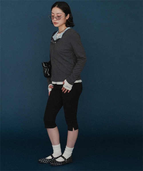 miette(ミエット)の「レイヤード風ヘンリーネック起毛トップス(Tシャツ/カットソー・レディース・クリーム/チャコール/ブラック・FREE)」の12枚目の写真