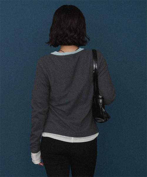 miette(ミエット)の「レイヤード風ヘンリーネック起毛トップス(Tシャツ/カットソー・レディース・クリーム/チャコール/ブラック・FREE)」の13枚目の写真