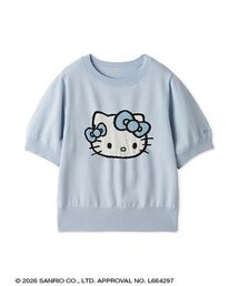 【ONLINE限定カラーあり】ハローキティクルーネック半袖ジャガードニットトップス