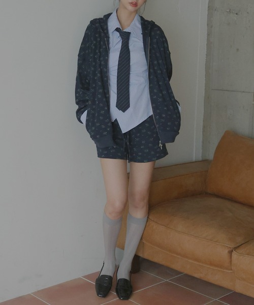 Mili affinity(ミリアフィニティー)の「ワッフル花柄ショートパンツ(その他パンツ・レディース・オフホワイト/グレー/ネイビー・FREE)」の22枚目の写真
