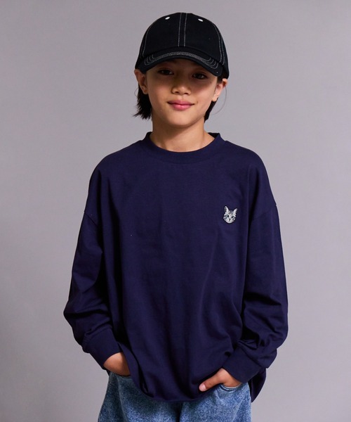 PAIRMANON STREET(ペアマノンストリート)の「【90-160cm】【綿100%】 吸水速乾 ワンポイント 刺繍 ロンT 長袖 Tシャツ 【PAIRMANON STREET】(Tシャツ/カットソー・キッズ・カーキ/ホワイト/ブラック/パープル/ブルー/ベージュ系その他/ネイビー・100/120/110/90/160/150/140/130)」の5枚目の写真