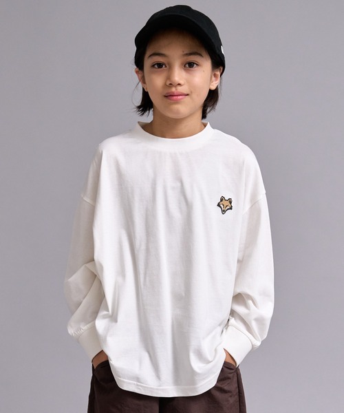 PAIRMANON STREET(ペアマノンストリート)の「【90-160cm】【綿100%】 吸水速乾 ワンポイント 刺繍 ロンT 長袖 Tシャツ 【PAIRMANON STREET】(Tシャツ/カットソー・キッズ・カーキ/ホワイト/ブラック/パープル/ブルー/ベージュ系その他/ネイビー・100/120/110/90/160/150/140/130)」の2枚目の写真