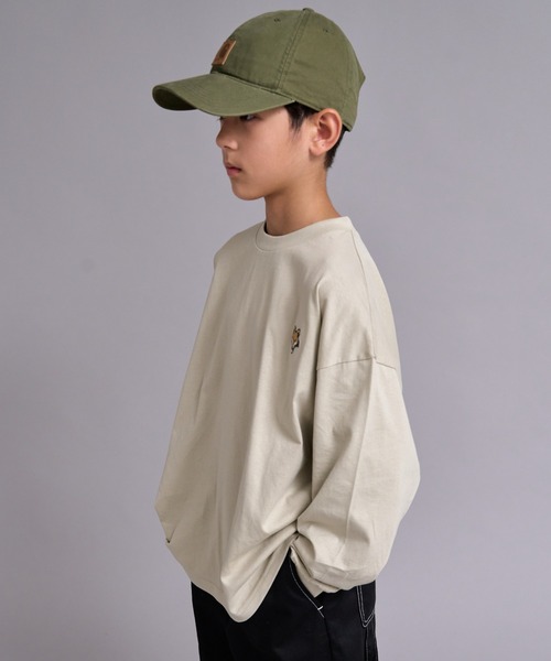 PAIRMANON STREET(ペアマノンストリート)の「【90-160cm】【綿100%】 吸水速乾 ワンポイント 刺繍 ロンT 長袖 Tシャツ 【PAIRMANON STREET】(Tシャツ/カットソー・キッズ・カーキ/ホワイト/ブラック/パープル/ブルー/ベージュ系その他/ネイビー・100/120/110/90/160/150/140/130)」の16枚目の写真