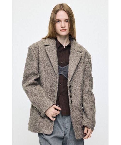 MOUSSY（マウジー）の「CURLY BOA OVER SIZED ジャケット（その他アウター・レディース・グレー/ベージュ・FREE）」の3枚目の写真