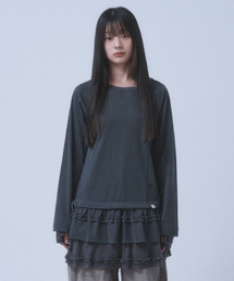 FRILL LAYERED LONG SLEEVE [CHARCOAL]