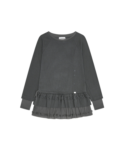 TUOMIO（トゥオミオ）の「FRILL LAYERED LONG SLEEVE [CHARCOAL]（Tシャツ/カットソー・レディース・その他・F）」の2枚目の写真