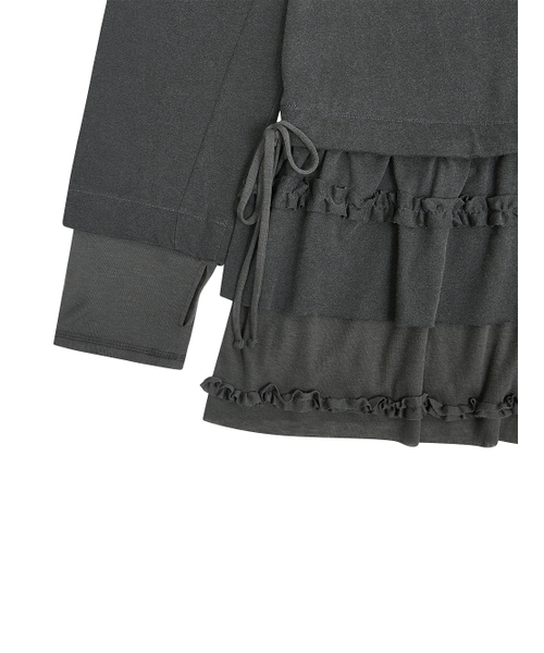 TUOMIO（トゥオミオ）の「FRILL LAYERED LONG SLEEVE [CHARCOAL]（Tシャツ/カットソー・レディース・その他・F）」の5枚目の写真