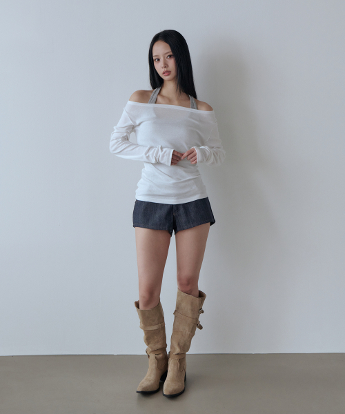5OML(オーオーエムエル)の「ノースリーブレイヤードオフショルダーロングスリーブ(アイボリー)(Tシャツ/カットソー・レディース・アイボリー・FREE)」の3枚目の写真