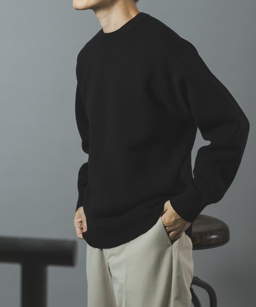 ITEMS URBANRESEARCH(アイテムズ アーバンリサーチ)の「スウェットタッチニット クルーネック Tops(ニット/セーター・メンズ・バーガンディー/ブラック/グレー/ネイビー・LARGE/MEDIUM)」の5枚目の写真
