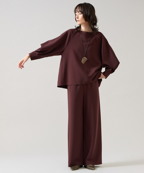 Liesse（リエス）の「ダブルクロスボートネックトップス(セットアップ可)（シャツ/ブラウス・レディース・ネイビー/ブラウン/ライトベージュ・FREE）」の5枚目の写真