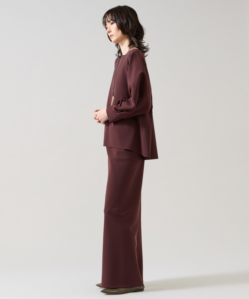Liesse（リエス）の「ダブルクロスボートネックトップス(セットアップ可)（シャツ/ブラウス・レディース・ネイビー/ブラウン/ライトベージュ・FREE）」の7枚目の写真