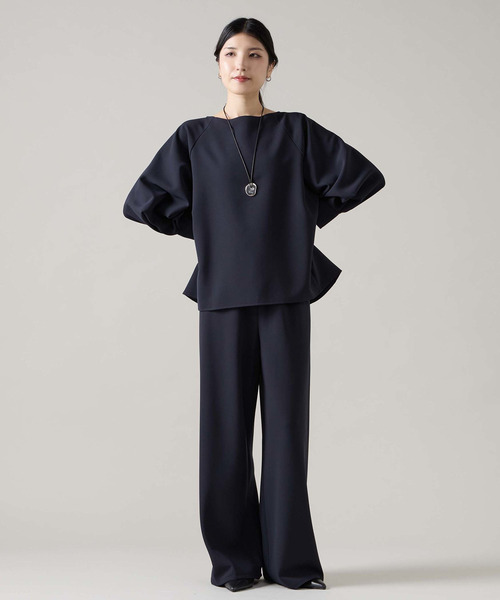 Liesse（リエス）の「ダブルクロスボートネックトップス(セットアップ可)（シャツ/ブラウス・レディース・ネイビー/ブラウン/ライトベージュ・FREE）」の12枚目の写真