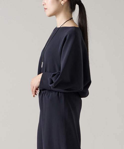 Liesse（リエス）の「ダブルクロスボートネックトップス(セットアップ可)（シャツ/ブラウス・レディース・ネイビー/ブラウン/ライトベージュ・FREE）」の15枚目の写真