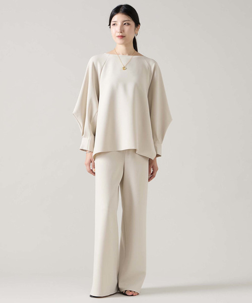 Liesse（リエス）の「ダブルクロスボートネックトップス(セットアップ可)（シャツ/ブラウス・レディース・ネイビー/ブラウン/ライトベージュ・FREE）」の20枚目の写真