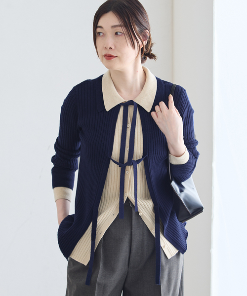 Uhr(ウーア)の「Uhr/ウーア Color Combi Knit ニット(ニット/セーター・レディース・ネイビー・FREE)」の3枚目の写真