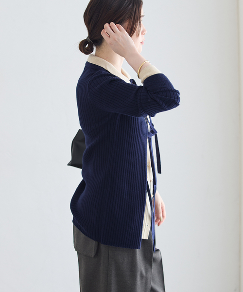 Uhr(ウーア)の「Uhr/ウーア Color Combi Knit ニット(ニット/セーター・レディース・ネイビー・FREE)」の4枚目の写真