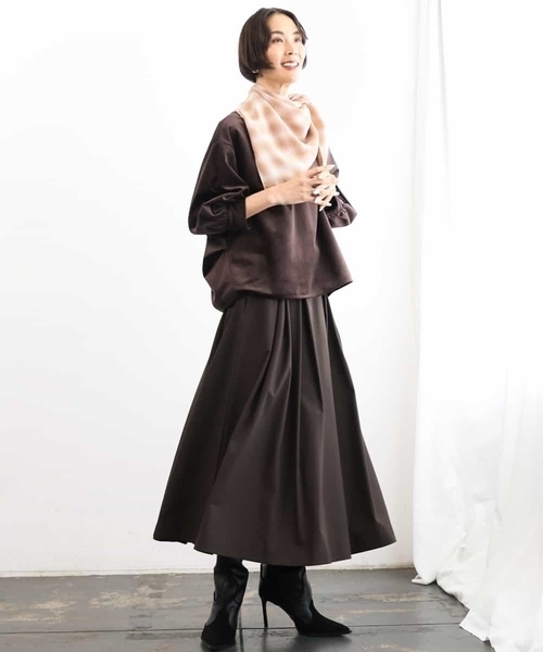 MICHEL KLEIN(ミッシェル・クラン)の「ウーリータックフレアスカート(スカート・レディース・ブラウン/モカ/グレー・38)」の7枚目の写真