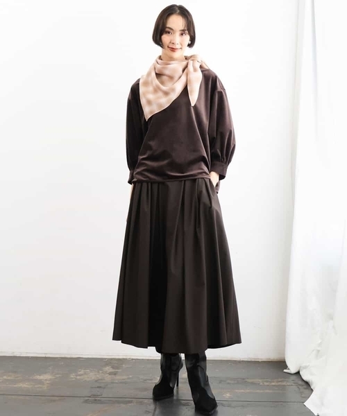MICHEL KLEIN(ミッシェル・クラン)の「ウーリータックフレアスカート(スカート・レディース・ブラウン/モカ/グレー・38)」の8枚目の写真