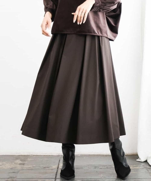 MICHEL KLEIN(ミッシェル・クラン)の「ウーリータックフレアスカート(スカート・レディース・ブラウン/モカ/グレー・38)」の9枚目の写真