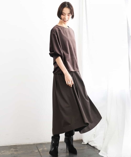 MICHEL KLEIN(ミッシェル・クラン)の「ウーリータックフレアスカート(スカート・レディース・ブラウン/モカ/グレー・38)」の12枚目の写真