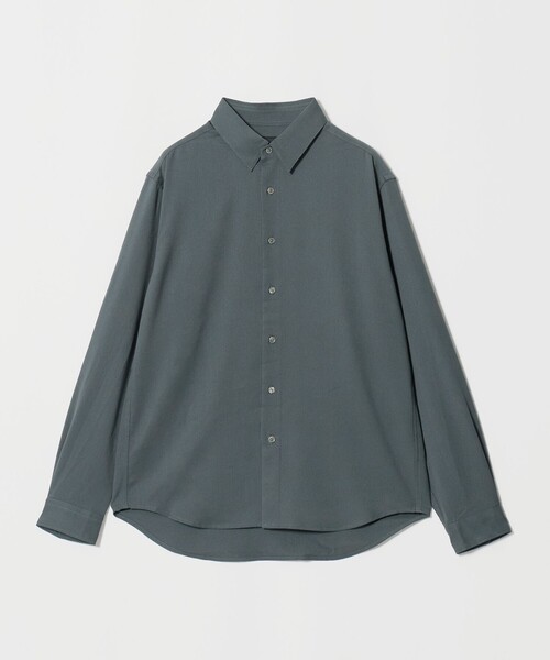 green label relaxing(グリーンレーベルリラクシング)の「【WEB限定】JUST fit ウールライク 長袖 シャツ(シャツ/ブラウス・メンズ・ブラック/ダークグリーン・M/L/XL/S)」の2枚目の写真