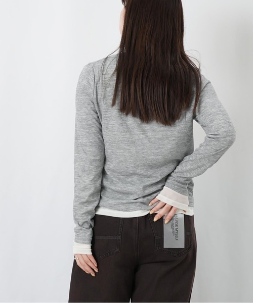 LUCA/LADY LUCK LUCA（ルカ/レディラックルカ）の「LC/LLL リブパワーネットレイヤードヘンリープルオーバー（Tシャツ/カットソー・レディース・ブラック/グレー/カーキ/チャコールグレー・FREE）」の14枚目の写真