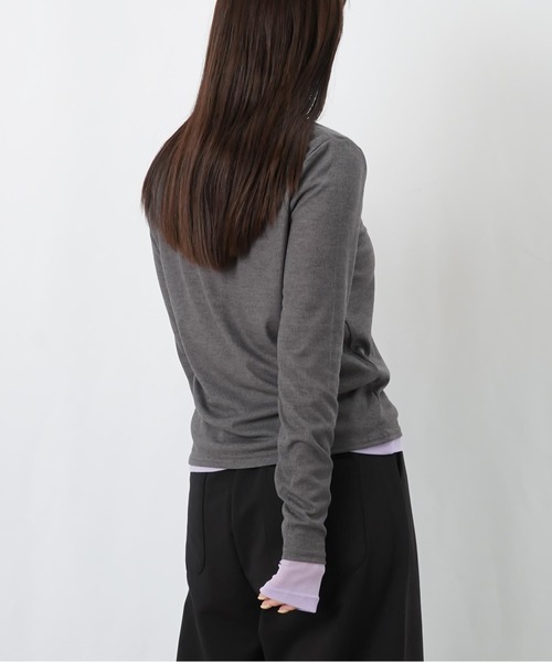 LUCA/LADY LUCK LUCA（ルカ/レディラックルカ）の「LC/LLL リブパワーネットレイヤードヘンリープルオーバー（Tシャツ/カットソー・レディース・ブラック/グレー/カーキ/チャコールグレー・FREE）」の10枚目の写真