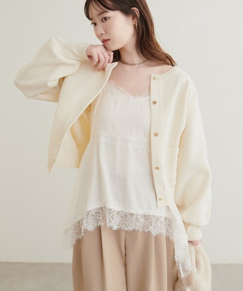 natural couture(ナチュラルクチュール)の「ポケ付きポリニットカーディガン(カーディガン/ボレロ・レディース・チャコールグレー/ブラウン/ピンク/モカ/サックスブルー/ブラック/オフホワイト・FREE)」の20枚目の写真