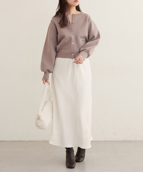 natural couture(ナチュラルクチュール)の「ポケ付きポリニットカーディガン(カーディガン/ボレロ・レディース・チャコールグレー/ブラウン/ピンク/モカ/サックスブルー/ブラック/オフホワイト・FREE)」の10枚目の写真