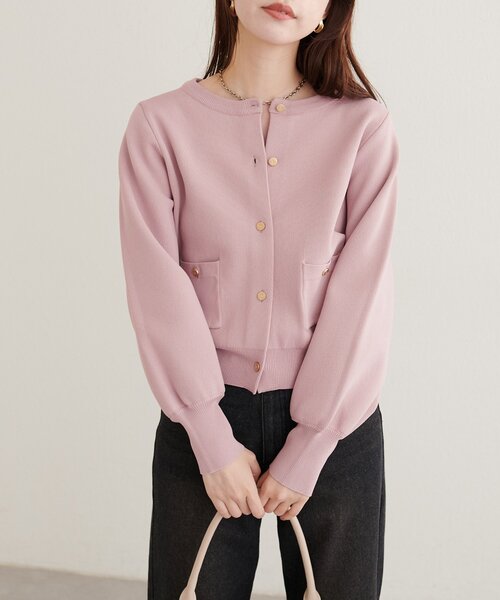 natural couture(ナチュラルクチュール)の「ポケ付きポリニットカーディガン(カーディガン/ボレロ・レディース・チャコールグレー/ブラウン/ピンク/モカ/サックスブルー/ブラック/オフホワイト・FREE)」の17枚目の写真