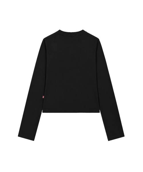 S'EST(エスイーエスティー)の「クロップ丈アイレットカットアウト長袖Tシャツ ブラック(Tシャツ/カットソー・レディース・ブラック・SMALL)」の2枚目の写真