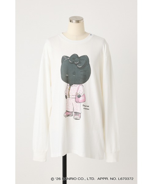 SHEL'TTER ORIGINAL(シェルターオリジナル)の「【REPLIC@RT】BLACK KITTY ロングスリーブシャツ(Tシャツ/カットソー・レディース・チャコールグレー/ホワイト・MEDIUM)」の1枚目の写真