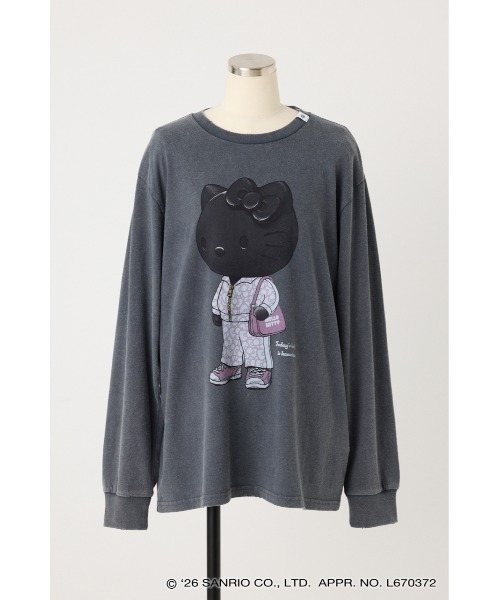 SHEL'TTER ORIGINAL(シェルターオリジナル)の「【REPLIC@RT】BLACK KITTY ロングスリーブシャツ(Tシャツ/カットソー・レディース・チャコールグレー/ホワイト・MEDIUM)」の2枚目の写真