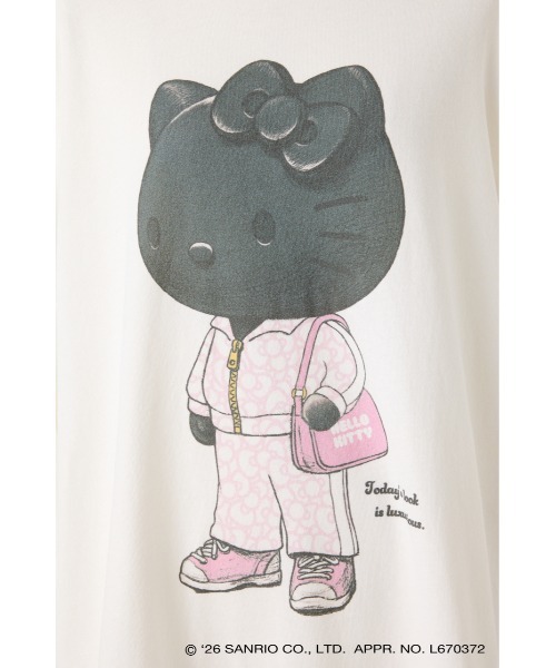 SHEL'TTER ORIGINAL(シェルターオリジナル)の「【REPLIC@RT】BLACK KITTY ロングスリーブシャツ(Tシャツ/カットソー・レディース・チャコールグレー/ホワイト・MEDIUM)」の4枚目の写真