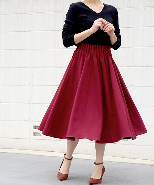 laboratory work（ラボラトリーワーク）の「ウエストタック　ミディスカート（スカート・レディース・ライトグレー/グリーン/キャメル/ピンク/ボルドー/ブラック・MEDIUM）」の6枚目の写真