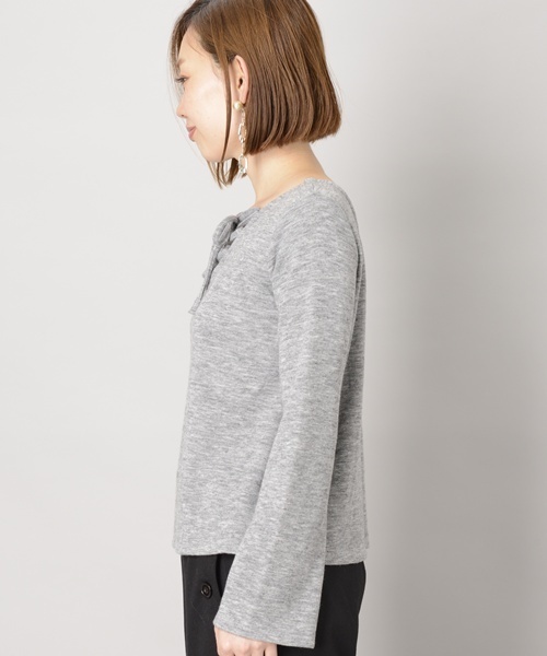 Omekashi（オメカシ）の「レースアップニットソー（Tシャツ/カットソー・レディース・レッド/ブラック/グレー/キャメル・ﾌﾘ-）」の7枚目の写真