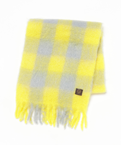 Uncut Bound アンカットバウンド の Mantas Ezcaray マンタスエスカライ ﾓﾍｱ ﾁｪｯｸ ｽﾄｰﾙ Block L Mohair Scarf ストール ショール Wear