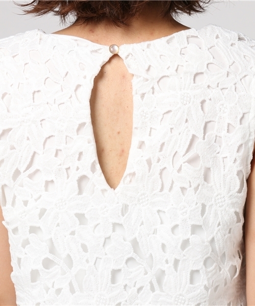 Color（カラー）の「レースシフォンドッキングノースリトップス（シャツ/ブラウス・レディース・ネイビー/ホワイト・MEDIUM）」の7枚目の写真