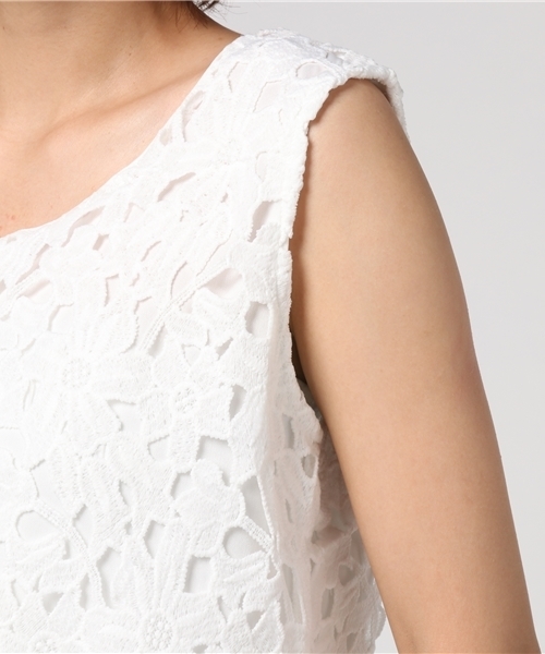 Color（カラー）の「レースシフォンドッキングノースリトップス（シャツ/ブラウス・レディース・ネイビー/ホワイト・MEDIUM）」の8枚目の写真