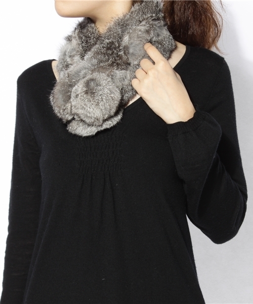 CIAOPANIC（チャオパニック）の「ラビットファーネック（マフラー・レディース・グレー/ピンク/アイボリー・FREE）」の5枚目の写真