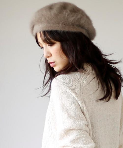 coen（コーエン）の「フェザーベレー（ハンチング/ベレー帽・レディース・アイボリー/ブラウン/オレンジ・FREE）」の2枚目の写真