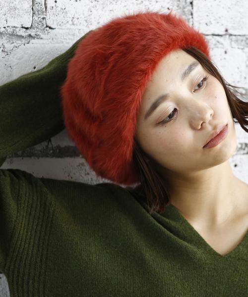 coen（コーエン）の「フェザーベレー（ハンチング/ベレー帽・レディース・アイボリー/ブラウン/オレンジ・FREE）」の6枚目の写真