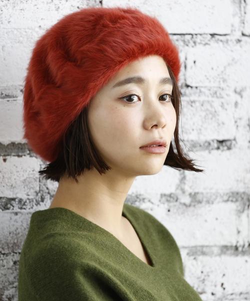 coen（コーエン）の「フェザーベレー（ハンチング/ベレー帽・レディース・アイボリー/ブラウン/オレンジ・FREE）」の8枚目の写真