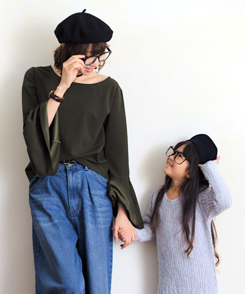 14+(イチヨンプラス)の「Kidsシンプルフェルトベレー帽(ハンチング/ベレー帽・キッズ・ベージュ/グリーン/アイボリー/ネイビー・FREE)」の5枚目の写真