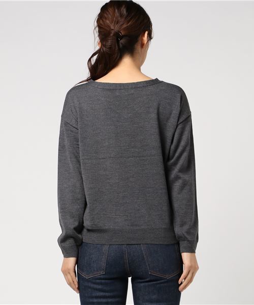 RIVE DROITE（リヴドロワ）の「カシミヤ混Vネックプルオーバー（ニット/セーター・レディース・チャコールグレー/ミント/ベビーピンク/ライトベージュ・FREE）」の9枚目の写真