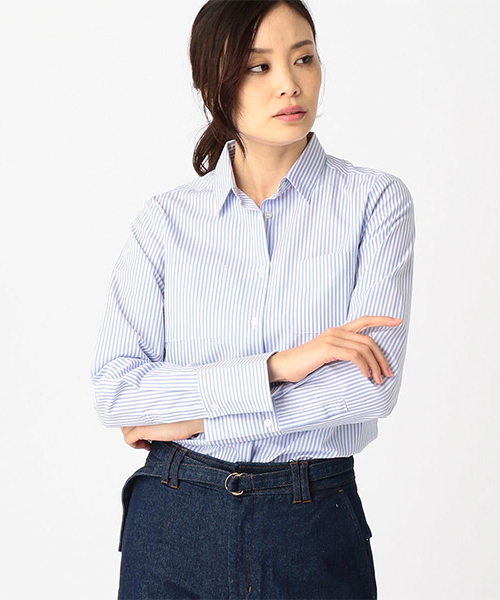 COMME CA ISM(コムサイズム)の「ストライプ柄ベーシックシャツ(シャツ/ブラウス・レディース・ネイビー/サックスブルー・LARGE/MEDIUM/SMALL)」の2枚目の写真