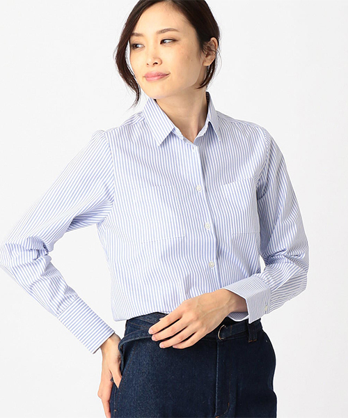 COMME CA ISM(コムサイズム)の「ストライプ柄ベーシックシャツ(シャツ/ブラウス・レディース・ネイビー/サックスブルー・LARGE/MEDIUM/SMALL)」の3枚目の写真