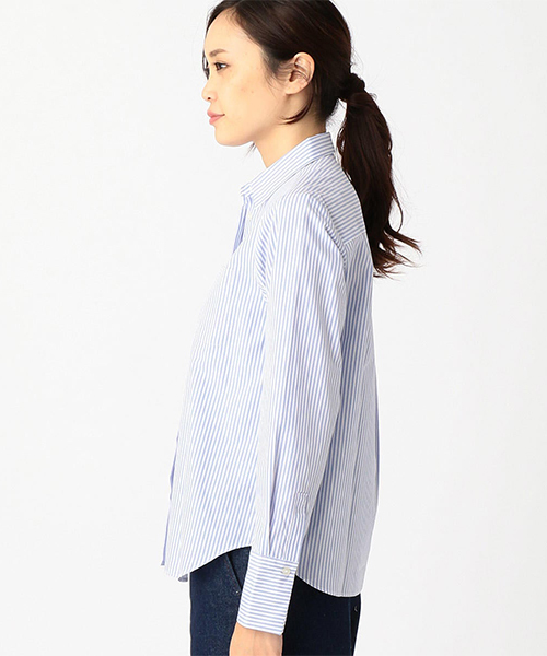 COMME CA ISM(コムサイズム)の「ストライプ柄ベーシックシャツ(シャツ/ブラウス・レディース・ネイビー/サックスブルー・LARGE/MEDIUM/SMALL)」の4枚目の写真